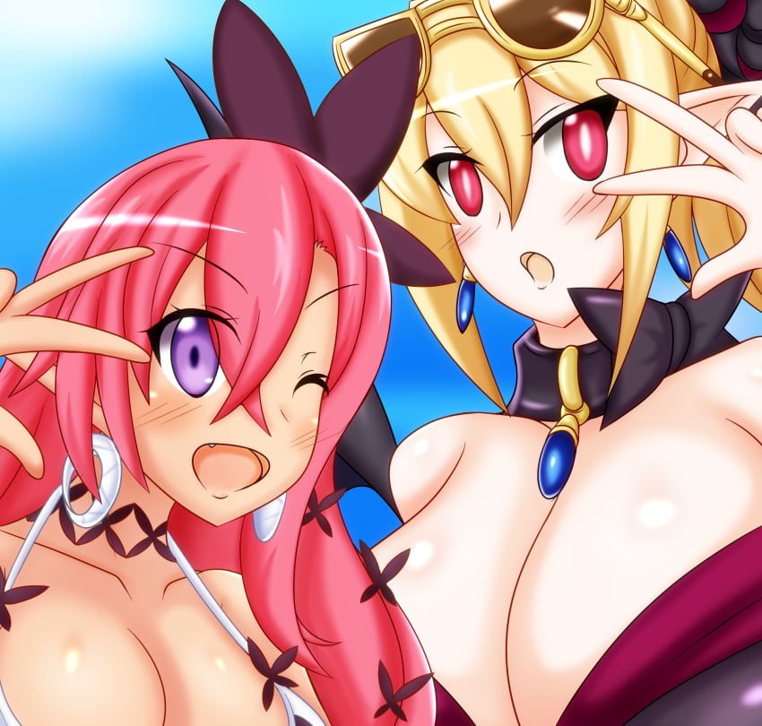 beach bikini bikini_top breasts cleavage disgaea disgaea_2 disgaea_5 disgaea_rpg large_breasts nippon_ichi_software red_pupils rozalin seraphina_(disgaea) yukari_ume