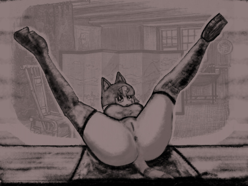 animal_crossing ankha ankha_(animal_crossing) anthro anus ass big_breasts big_butt bottomless breasts casual_nudity clothed clothing domestic_cat egyptian felid feline felis female footwear furniture genitals greyscale hi_res high_heels jojispoon88 leggings legs_up legwear long_nails mammal monochrome nails nintendo presenting presenting_anus presenting_hindquarters presenting_pussy pussy sharp_nails sharp_teeth solo spread_legs spreading tail teeth thigh_highs tongue tongue_out victorian vintage wide_hips