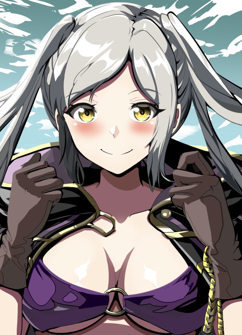 alternate_costume bikini breasts female female_only fire_emblem fire_emblem_awakening fire_emblem_heroes looking_at_viewer nintendo official_alternate_costume purple_bikini purple_swimsuit robin_(female)_(summer)_(fire_emblem) robin_(fire_emblem) robin_(fire_emblem)_(female) solo swimsuit taka_p_(zelda27th)