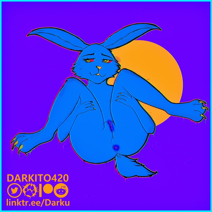 anthro darkito420 digital_media_(artwork) female fur genitals hi_res lagomorph leporid mammal nipples nude pussy rabbit simple_background smile solo