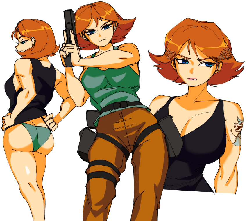 3amsoda ass cleavage female female_only gun meryl_silverburgh metal_gear_solid panties tagme tank_top