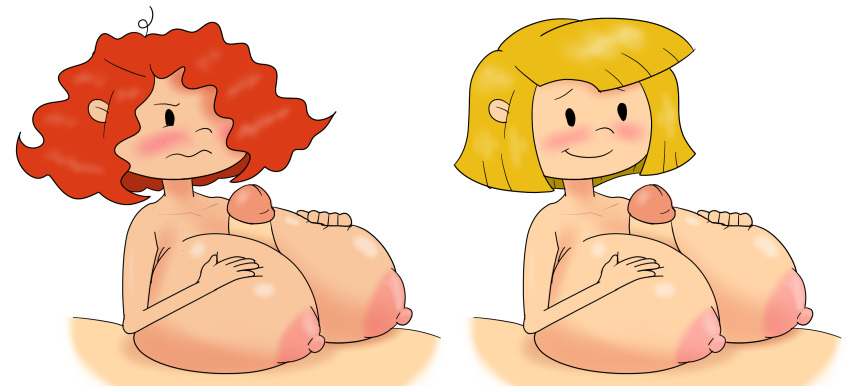 2022 areolae blush breasts cartoon_network codename:_kids_next_door fanny_fullbright godalmite huge_breasts large_breasts nipples paizuri partial_male penis rachel_mckenzie simple_background tagme