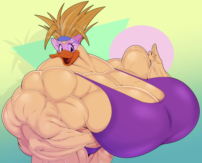 biceps big_breasts bird blonde_hair bra breasts breasts_bigger_than_head colored disney duck extreme_muscles female gigantic_breasts glasses hair huge_breasts hyper_breasts hyper_muscles large_breasts mighty_ducks muscles muscular muscular_arms muscular_female panties pecs samboga sbshouseofpancakes tanya_vanderflock