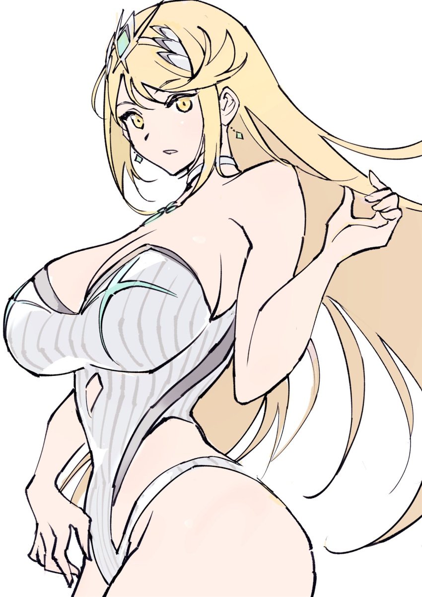 blonde_hair breasts female female_only mythra nintendo solo swimsuit ug333333 xenoblade_(series) xenoblade_chronicles_2