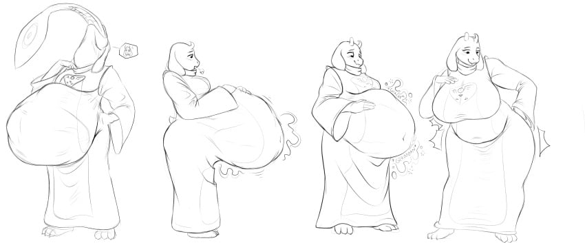 aaron_(undertale) anthro anthro_only anthro_pred big_breasts breast_expansion digestion female_pred goat goatmom huge_breasts joenobody joenobody_(artist) male_prey milf milf_pred tagme thick_thighs toriel undertale undertale_(series) vore weight_gain