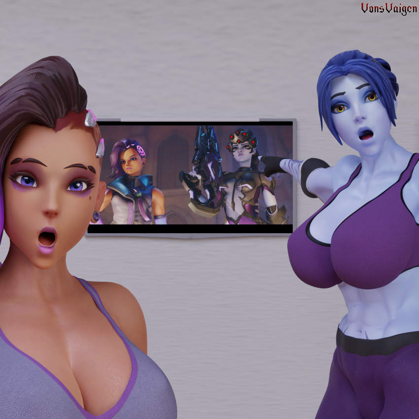 2girls 3d activision amelie_lacroix ass assassin athletic athletic_female big_ass big_breasts blizzard_entertainment blue-skinned_female blue_body blue_skin bottom_heavy breasts bust busty chest cleavage curvaceous curves curvy curvy_figure dark-skinned_female dark_skin digital_media_(artwork) eyebrows eyelashes eyes female female_focus female_only fit fit_female french french_female hair hips hourglass_figure huge_ass human large_ass latina legs light-skinned_female light_skin lips mature mature_female meme mexican mexican_female olivia_colomar overwatch overwatch_2 pointing_soyjak purple-skinned_female purple_body purple_hair purple_skin slim_waist sombra tan_body tan_skin thick thick_hips thick_legs thick_thighs thighs top_heavy top_heavy_breasts upper_body voluptuous voluptuous_female vonsvaigen waist wide_hips widowmaker