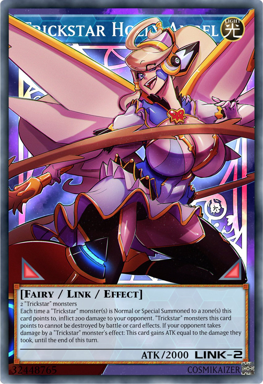 1girls cosmikaiser duel_monster fairy large_breasts trickstar_holly_angel voluptuous_female yu-gi-oh! yu-gi-oh!_card