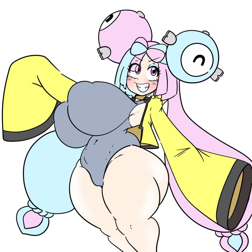 1girls alternate_breast_size cowboy_shot female female_only gigantic_ass gigantic_breasts gigantic_thighs grin highleg inakotho iono_(pokemon) pokemon pokemon_sv sharp_teeth shortstack skin_tight smile solo thick_thighs wide_hips