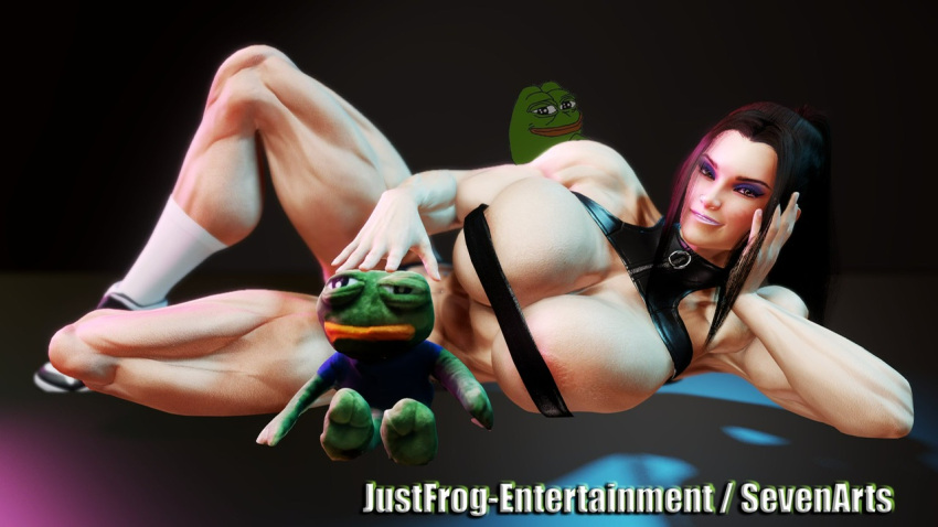 1girls 3d bandeau big_breasts breast_squish breasts chest cleavage digital_media_(artwork) enhanced_breasts eyebrows eyelashes eyes female fit fit_female footwear frog frog_plushie grace_whyatt huge_breasts human justfrog-entertainment large_breasts legs light-skinned_female light_skin meme muscle muscles muscular muscular_female muscular_legs muscular_thighs on_side original original_character pepe_le_pew plushie pose posing sevenarts skindentation sneakers socks sportswear strap straps thesevenartsx white_socks