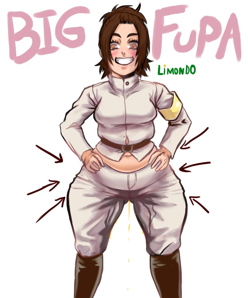 attack_on_titan bbw big_ass big_belly big_butt breasts chubby chubby_female fat_ass fat_butt female female_soldier fupa gabi_braun limondo marley_military_uniform military military_uniform peeing piss_soaked piss_soaked_clothes small_breasts soldier thick_ass thick_legs thick_thighs thighs urine weight_gain