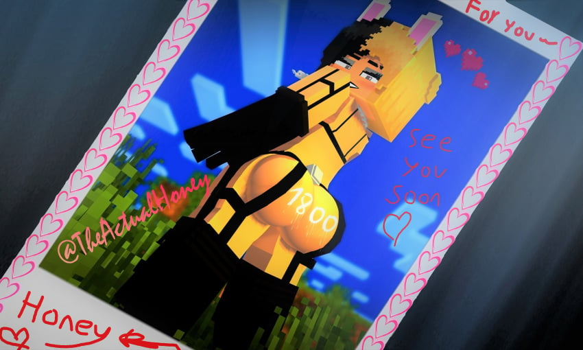 1girls 2023 3d artist_name artist_signature big_ass big_butt bra female honey_(tah) horny_female human humanoid mine-imator minecraft multicolored_hair nsfw panties poloroid tagme theactualhoney watermark