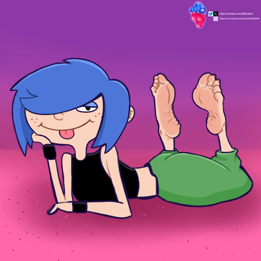 2d blue_hair cartoon_network casual ed_edd_n_eddy elricalde feet feet_up female foot_fetish full_color fully_clothed girly green_clothing kanker_sisters marie_kanker no_penetration no_sex soles solo solo_female wrinkled_feet