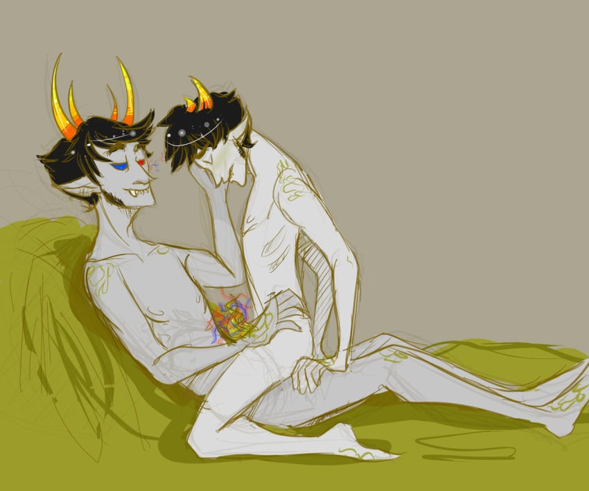 2boys diphallia diphallism gay heterochromia homestuck horns incest male multi_penis naked older_man_and_younger_boy penis sollux_captor tagme tentabulge tentacle_penis the_psiioniic unusual_penis yaoi