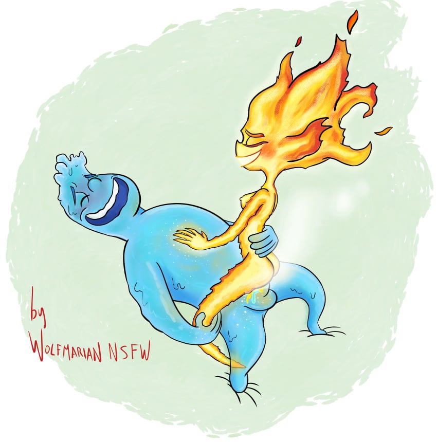 2023 absurd_res anthro ass balls bodily_fluids breasts canon_couple cowgirl_position digital_drawing_(artwork) digital_media_(artwork) disney duo elemental_(pixar) elemental_creature elemental_humanoid ember_lumen erection female female_penetrated fire fire_creature fire_humanoid from_front_position genital_fluids genitals happy_sex hi_res humanoid male male/female male_penetrating male_penetrating_female not_furry on_bottom on_top penetration pixar pussy_juice romantic romantic_couple sex vaginal_penetration wade_ripple water water_creature water_humanoid wolfmarian