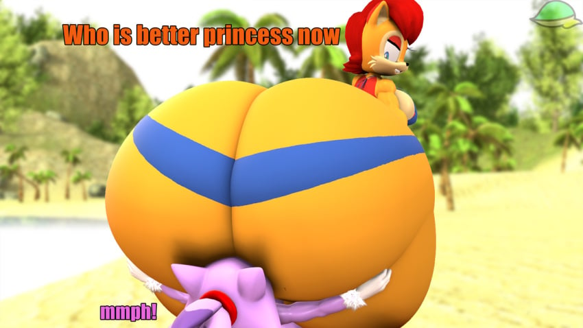 2023 3d ass ass_cleavage butt_crack cindablimp facesitting mobian_(species) sally_acorn sega sonic_(series) sonic_the_hedgehog_(series)