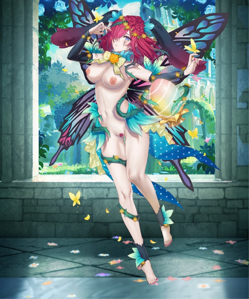 1girls alternate_costume ass_visible_through_thighs bare_legs barefoot blue_eyes breasts bunny_ears bunny_girl bunnysuit completely_nude detailed_background easter edit fairy fairy_wings female female_only female_pubic_hair fire_emblem fire_emblem_heroes hair_over_one_eye indoors large_breasts legs looking_at_viewer medium_hair nail_polish nintendo nipples nude nude_female nude_filter official_alternate_costume open_mouth pubic_hair purple_hair purple_nails pussy red_hair red_nails samuraijam34 triandra_(fire_emblem) triandra_(spring)_(fire_emblem) violet_hair violet_nails wings