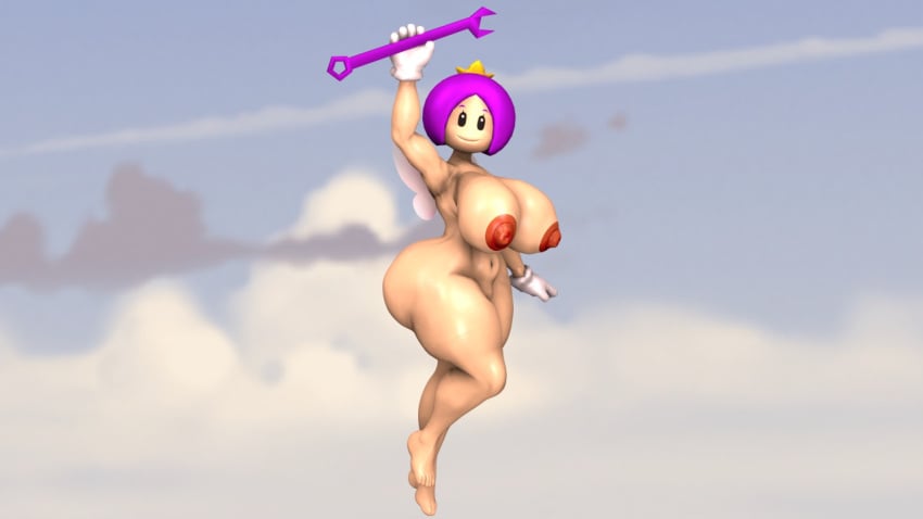 1girls 3d 3d_(artwork) completely_nude completely_nude_female female female_only full_body gloves holding mario_(series) naked naked_female nintendo nude nude_female solo solo_female spaghettis_(artist) sprixie_princess super_mario_3d_world wrench