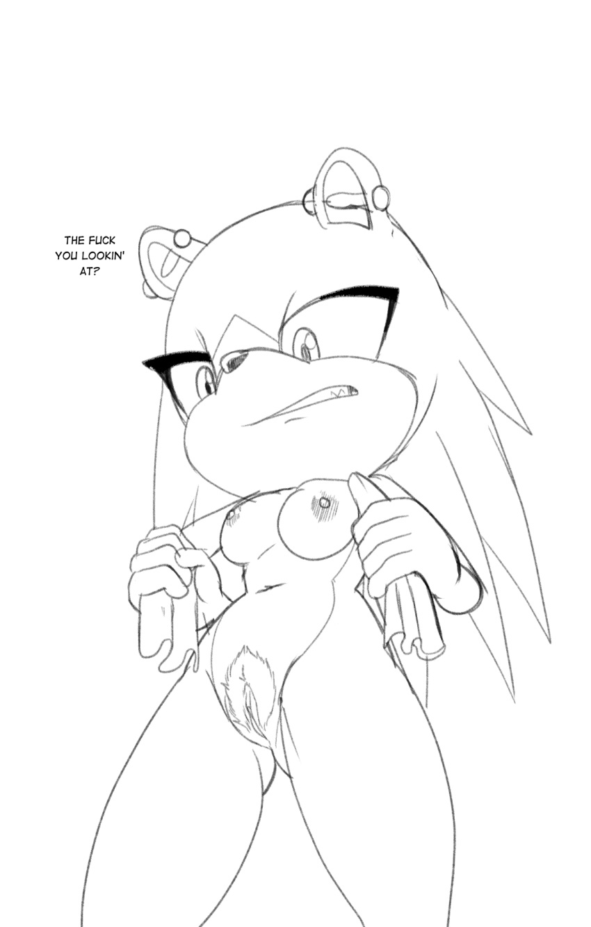 1girls afrosoricid anthro breasts dialogue eye_piercing female female_only fours_(artist) genitals hair_down hi_res idw_publishing looking_at_viewer looking_down looking_down_at_viewer mammal nipples pubes pussy sega solo sonic_(series) sonic_the_hedgehog_(comics) sonic_the_hedgehog_(idw) sonic_the_hedgehog_(series) surge_the_tenrec tenrec towel