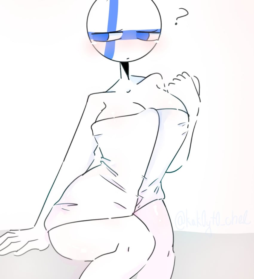 countryhumans countryhumans_girl finland_(countryhumans) kak0yt0_chel naked towel