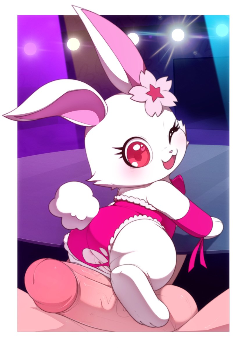 2023 :3 absurd_res anthro anus balls clothed clothing duo female fur genitals hi_res human jewelpet kekitopu lagomorph larger_human larger_male leporid male male/female mammal open_:3 penis pussy rabbit red_eyes ruby_(jewelpet) sanrio sega sega_toys size_difference smaller_anthro smaller_female white_body white_fur