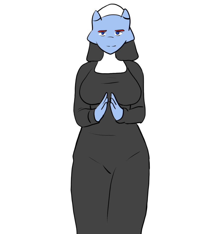 absurd_res animal_humanoid animated anthro arisenleaf blue_body blue_eyes bouncing_breasts breasts equid equine female fluffy_pony habit hi_res horn humanoid lilith_(arisenleaf) mammal mammal_humanoid nun nun_outfit