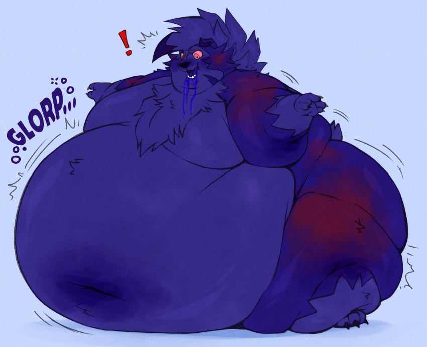 big_breasts blueberry_inflation breasts lycanroc moobs overweight pokémon_(species) pokemon wiishyishii