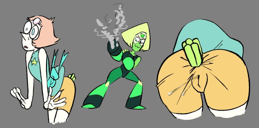 anal anal_fingering anal_object_insertion ass cartoon_network dzk forced_in_fabric gem_(species) kancho limb_enhancers molestation pearl_(steven_universe) penetration_through_clothes peridot_(steven_universe) shocked_expression steven_universe surprise_anal wide_eyed yellow_shorts