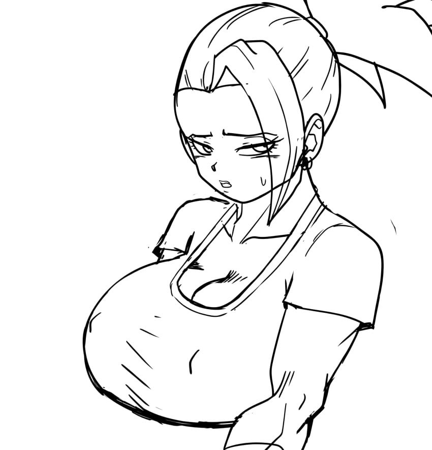 animated big_breasts dragon_ball dragon_ball_super kale monochrome pseudocel saiyan saiyan_girl