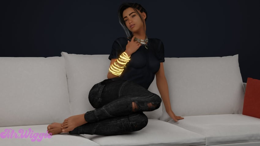 1girls 3d artist_signature ass athletic athletic_female barefoot big_ass big_breasts black_clothing bracelets breasts brown-skinned_female brown_body brown_skin bust chest clothing couch curvaceous curvy curvy_figure dark-skinned_female dark_skin eyebrows eyelashes eyes feet female female_focus fit fit_female forspoken frey_(forspoken) frey_holland fully_clothed furniture hair hips hourglass_figure human legs legs_together lips luminous_productions mature mature_female mr.wiggie mr.wiggle necklace on_side pillow pinup pinup_pose posing ripped_pants shirt slim slim_waist solo square_enix tan-skinned_female tan_skin thick thick_hips thick_legs thick_thighs thighs tight_pants toes voluptuous waist wide_hips