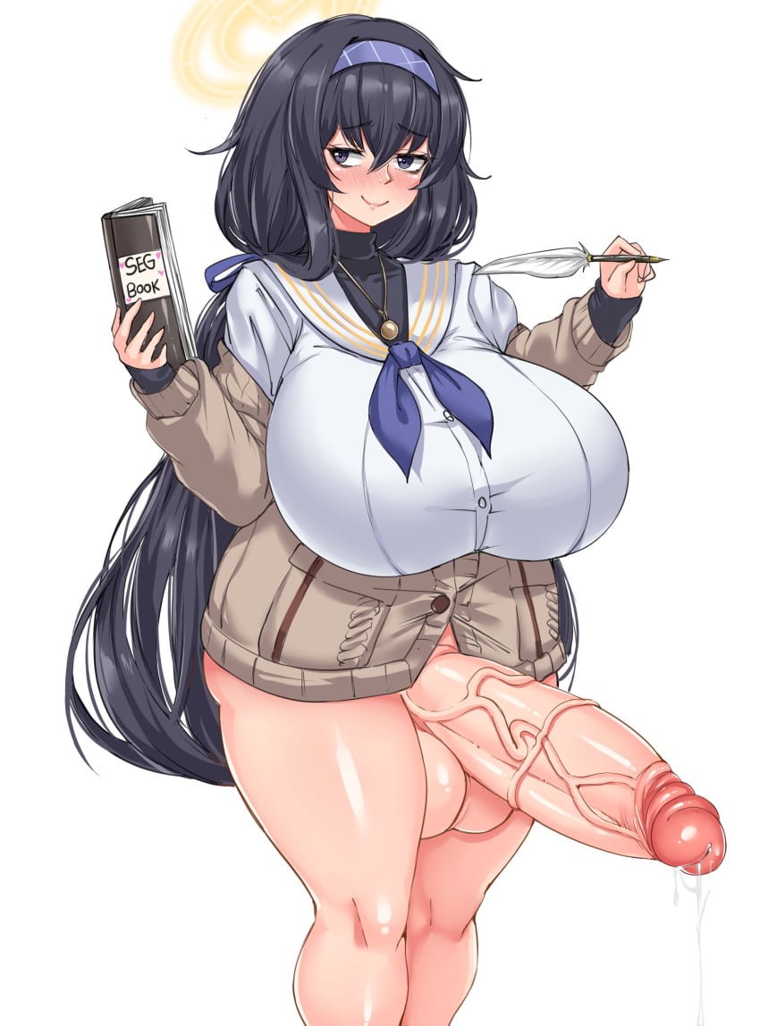 1futa balls black_hair blue_archive bottomless breasts clothed clothing erection futa_only futanari hairband hi_res hips horny huge_balls huge_breasts huge_cock human light-skinned_futanari light_skin long_hair mostly_clothed penis pondbs school_uniform solo standing thick_thighs thighs trinity_general_school_student ui_(blue_archive) uncensored veiny_penis wide_hips