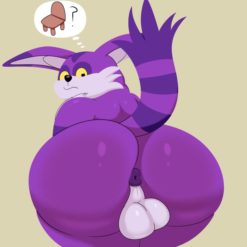 absurd_res anthro anus ass backsack balls bent_over big_butt big_the_cat domestic_cat felid feline felis fur genitals hi_res male male_only male_solo mammal overweight perineum presenting presenting_anus purple_body purple_fur sega solo sonic_(series) sonic_the_hedgehog_(series) yellow_eyes zipzap