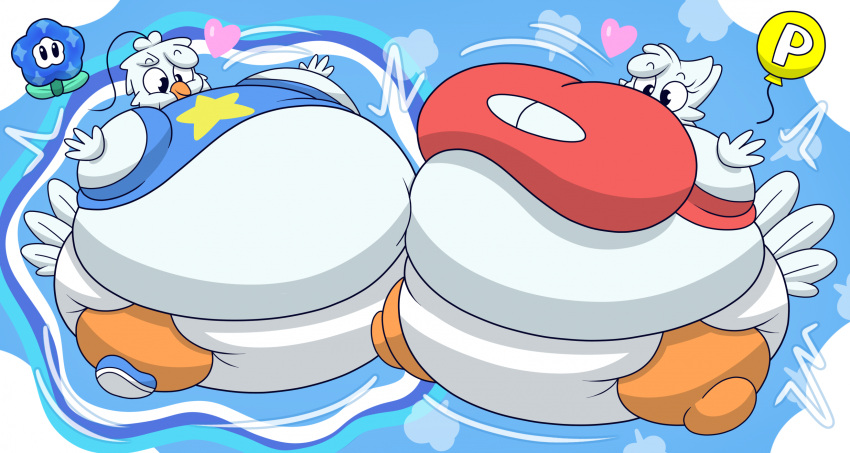 2anthro anthro avian balloon floating flower furry inflation mario_(series) mother_and_son nyx_star_(nyxiette_nyxstar) nyxiette_nyxstar p-balloon pigeon power_up snow_star_(nyxiette_nyxstar) spherical_inflation sunken_limbs super_mario_bros._wonder super_mario_world wonder_flower