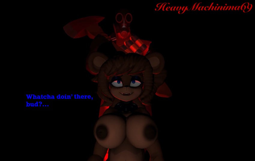 axe bear breasts cally3d clazzey cryptiacurves dark_background fazclaire's_nightclub fire_axe five_nights_at_freddy's fnaf freddy_(fnaf) fredina's_nightclub fredina_(cally3d) frenni_(cryptia) frenni_fazclaire furry garry's_mod gas_mask heavymachinima69 nude nude_female pyro_(team_fortress_2) scared scared_expression scottgames team_fortress_2 text ursid valve