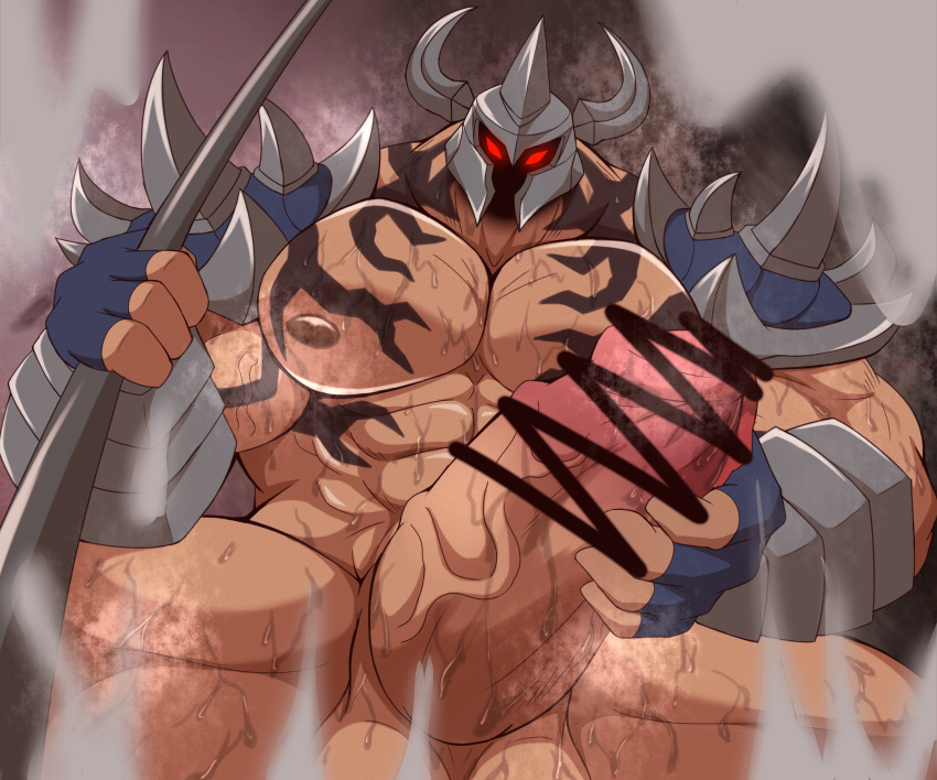 1boy abs balls bara big_balls big_muscles big_nipples big_pecs big_penis carrying censor_bar censored chest_tattoo chocobo4869 daddy dilf erection gay helmet helmet_only huge_balls huge_cock huge_muscles huge_pecs human hyper_balls hyper_muscles hyper_penis league_of_legends male male_only masturbation mordekaiser muscular muscular_human muscular_male musk navel nipples nude pecs penis pentakill_mordekaiser pentakill_series red_eyes riot_games solo spiked_pauldrons sweat tattoo yaoi