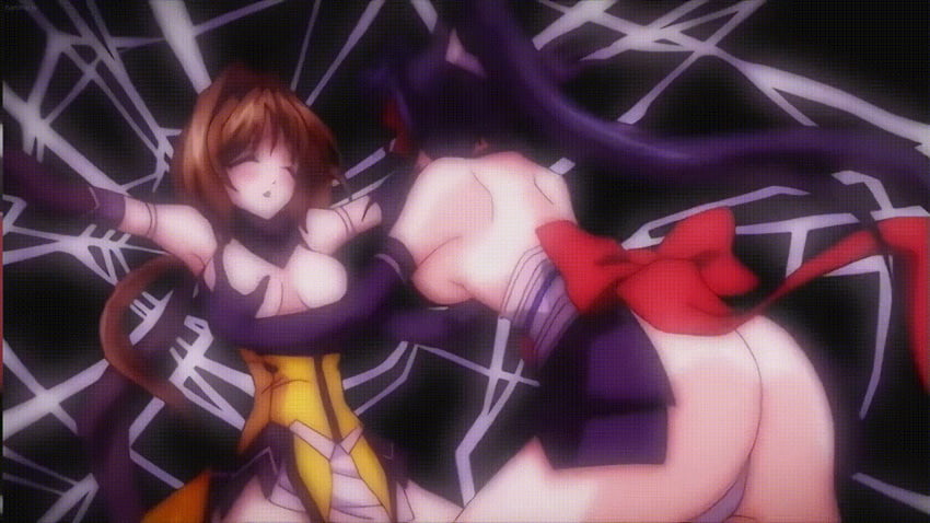 2girls animated ass blush breast_grab breasts brown_hair choukou_sennin_haruka multiple_girls rape restrained screencap subaru_(choukou_sennin_haruka) takamori_haruka thong yuri