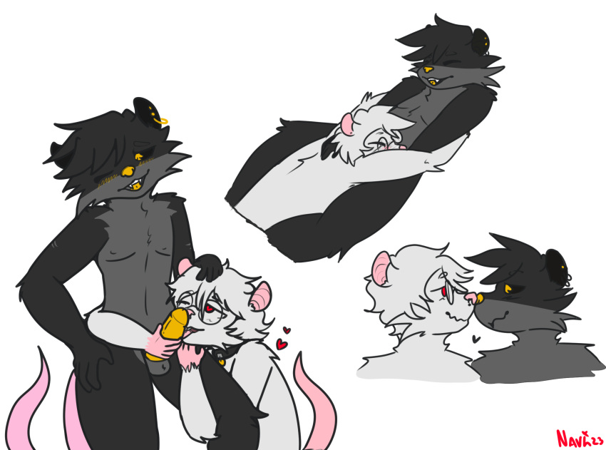 ace_of_spades american_opossum anthro blush boop duo ear_piercing embrace eyewear faces_touching facial_piercing fellatio genitals glasses gold_penis handjob heart hi_res hug male male/male mammal marsupial murid murine navisludge nero_(navisludge) nose_piercing one_eye_closed oral penile penis piercing possum rat rodent romantic septum_piercing sex the_only_card_you_need the_only_god_you_need wink