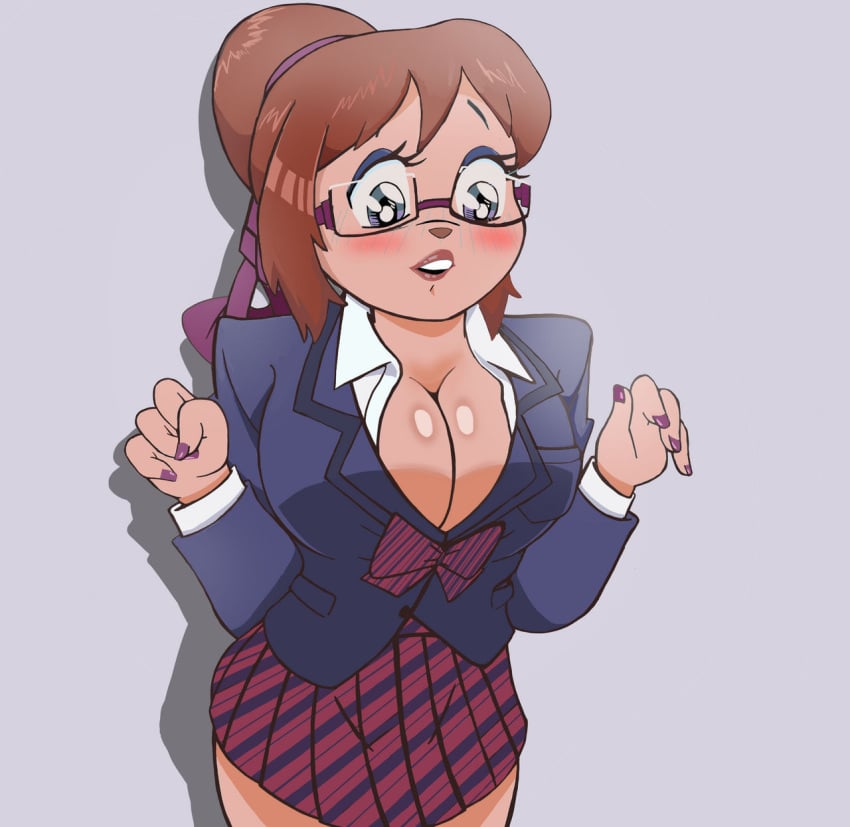 alvin_and_the_chipmunks anime anime_style anthro breast_squeeze breasts breasts breasts cartoony chipettes furry jeanette_miller rodent rodent_humanoid thick thick_ass thick_thighs