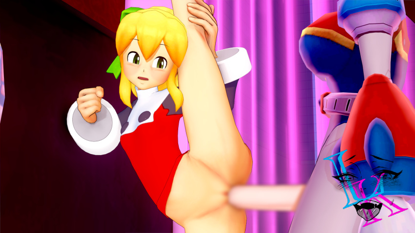 1futa 1girls 3d faceless faceless_character faceless_futanari futa_on_female futanari iris_(mega_man) koikatsu lewdkatsu mega_man mega_man(classic) mega_man_x mega_man_x_dive more_at_source roll splits