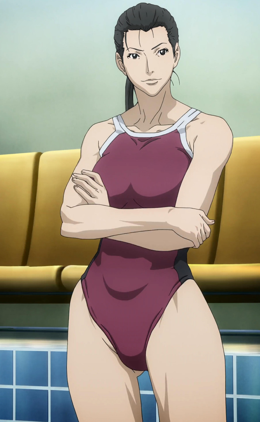 1girls ass black_hair breasts hips medium_breasts screencap swimsuit thighs tummy zetman