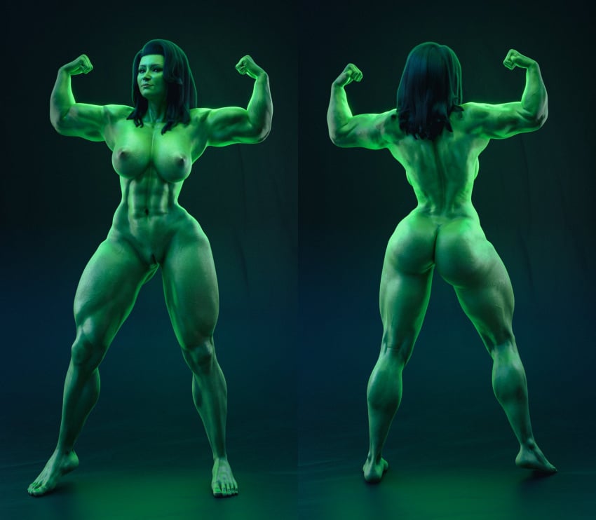 1girls 3d 3d_(artwork) abs actress ass big_ass big_breasts breasts celebrity creamtau curvaceous curvy curvy_figure feet female female_only flexing_bicep flexing_both_biceps green-skinned_female green_body green_hair green_skin hips huge_breasts hulk_(series) large_breasts legs marvel marvel_cinematic_universe marvel_comics multiple_angles muscles muscular muscular_female muscular_thighs nipples nude nude_female she-hulk she-hulk:_attorney_at_law simple_background solo tatiana_maslany thick_legs thick_thighs thighs toes