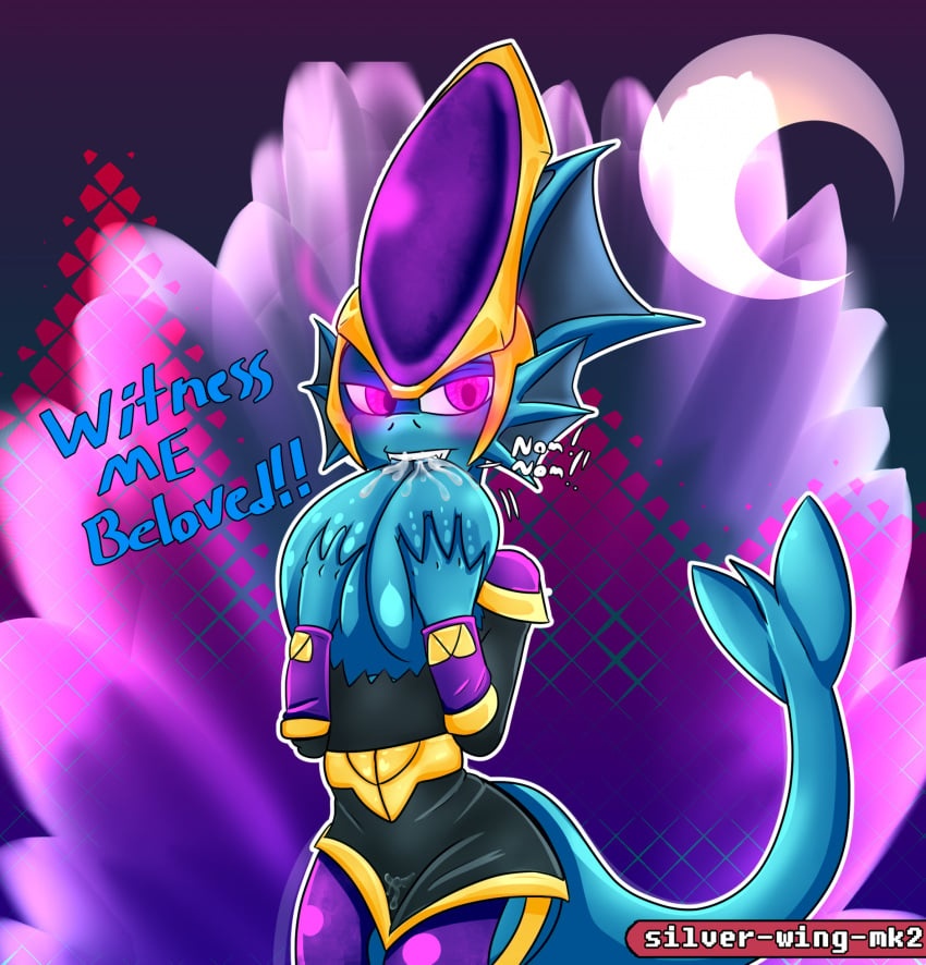 anthro aquatic_dragon dragon english_text female freedom_planet freedom_planet_2 merga self_breast_sucking silver-wing-mk2 video_games water_dragon