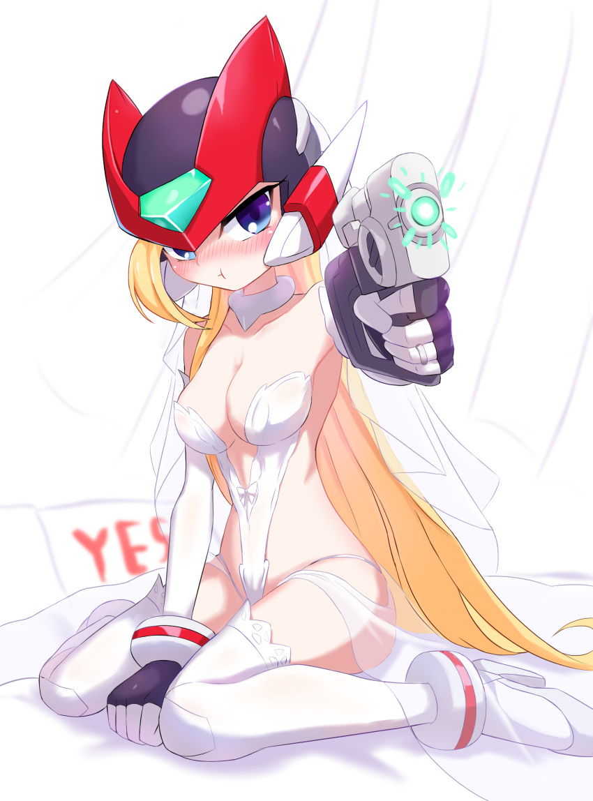 1girls bliss_zero blush blushing blushing_at_viewer female female_focus female_only genderswap genderswap_(mtf) mega_man mega_man_zero pout pouting pouting_at_viewer rule_63 solo solo_female solo_focus tagme wedding_attire wedding_lingerie wedding_night zero_(mega_man) zerokun135