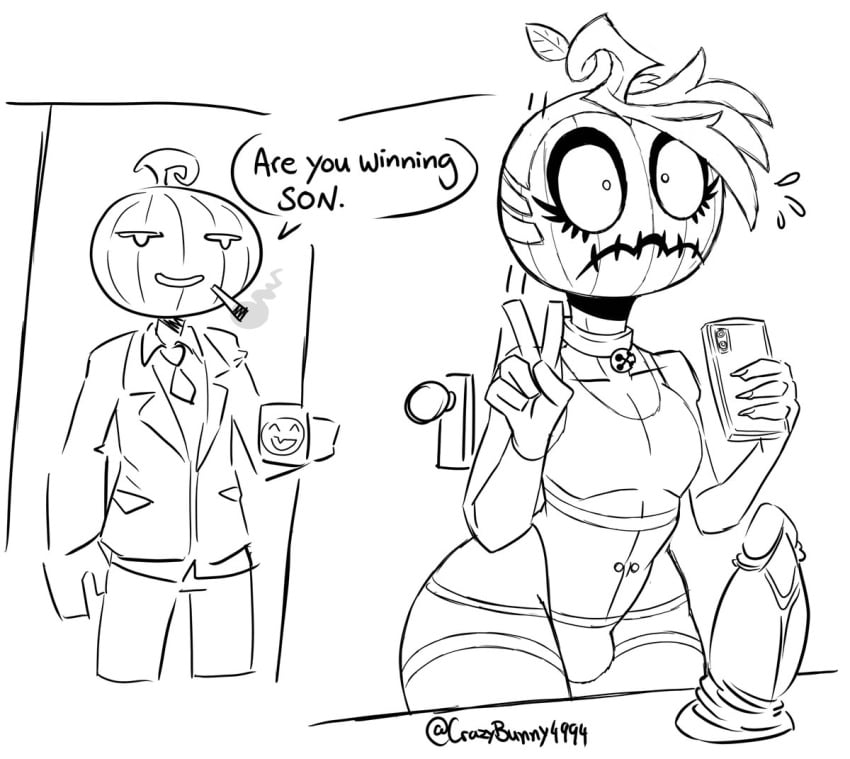 2boys are_ya_winning_son bulge christomwow dildo femboy fortnite jack-o'-morph jack-o'_pose jack_gourdon male male_only meme pumpkin pumpkin_head