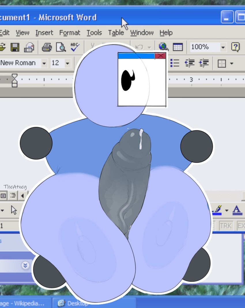 1boy 1girls areolae big_breasts huge_breasts huge_cock keelgabeytheart large_breasts mouse_cursor one_eye original_character paizuri penis precum theatneg windows_xp