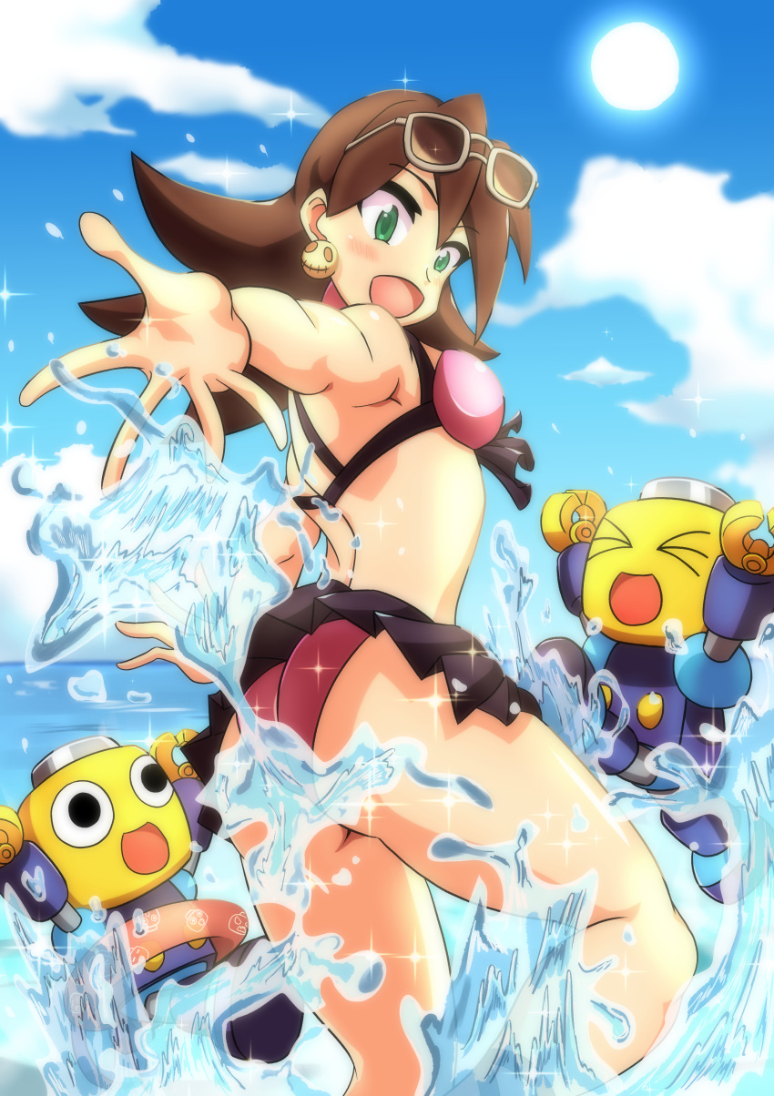 beach bikini kotatuman_dash mega_man mega_man_legends mega_man_x_dive servbot sunglasses swimsuit tagme tron_bonne water