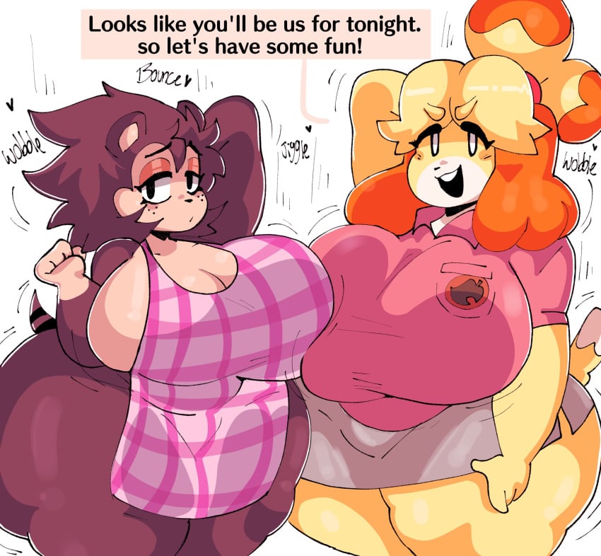 animal_crossing bbw big_breasts breasts chubby dork_boi furry huge_breasts hyper_thighs isabelle_(animal_crossing) lewd_dorky nintendo sable_able thick_thighs voluptuous wide_hips