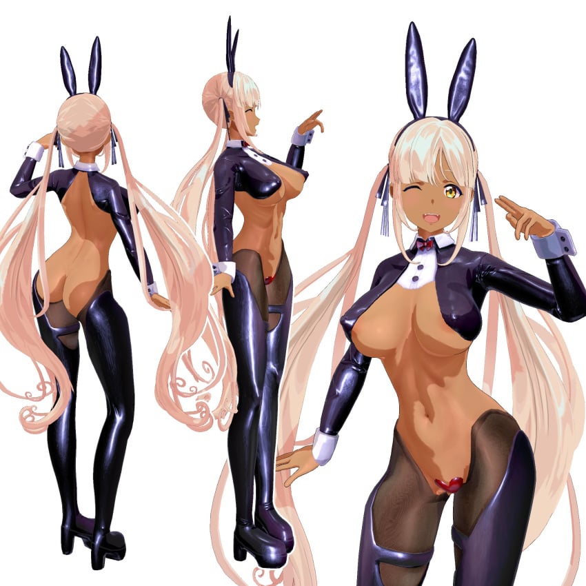 1girls 3d bunny_ears female hololive hololive_english hololive_english_-council- long_hair multiple_views reverse_bunnysuit smile suyakouta tsukumo_sana twintails very_long_hair virtual_youtuber