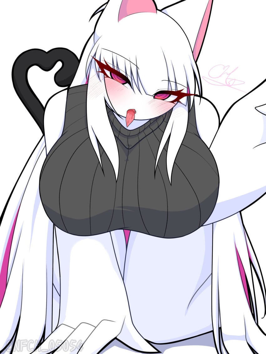 big_breasts blank_background blush blush_lines blushed blushing_at_viewer cat_ears cat_girl cat_humanoid cat_tail catgirl feline friday_night_funkin friday_night_funkin_mod heart_tail large_boobs large_breasts long_hair long_hair_female looking_at_viewer nfch_05054 nikusa nikusa_(fnf) nikusa_(sugarratio) on_all_fours on_hands_and_knees plain_background tail_heart tongue tongue_out white_background white_hair white_hair_female