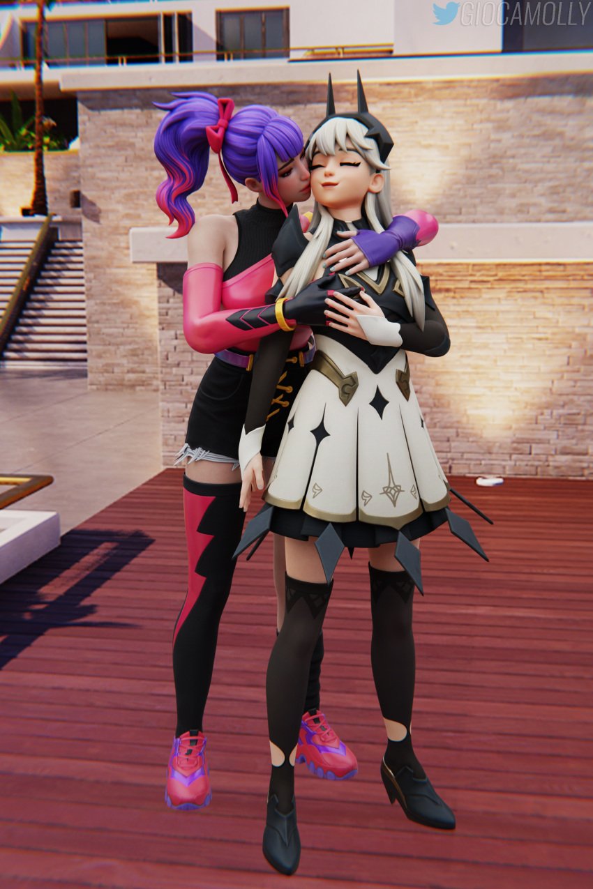 2girls fortnite giocamolly kissing lexa_(fortnite) multiple_girls princess_lexa_(fortnite) tracy_trouble tracy_trouble_(fortnite)