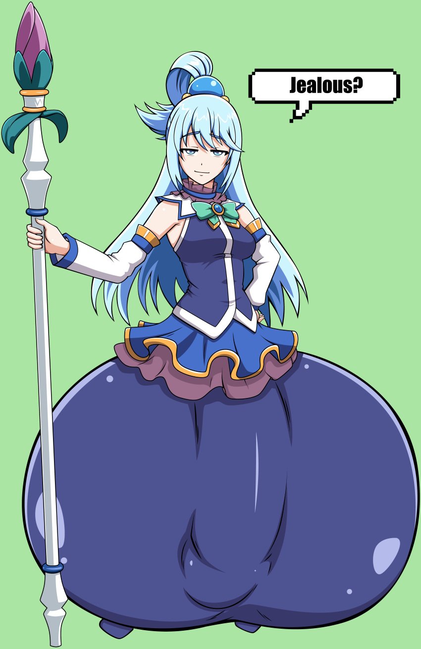 1futa ale-mangekyo alternate_version_available aqua_(konosuba) balls balls_bigger_than_head balls_bigger_than_torso big_ass big_breasts bulge bulge_through_clothing clothed clothing flaccid futa_only futanari huge_breasts huge_cock human hyper hyper_balls hyper_breasts hyper_bulge hyper_penis kono_subarashii_sekai_ni_shukufuku_wo! light-skinned_futanari light_skin looking_at_viewer mostly_clothed oversized_balls penis penis_longer_than_knee solo solo_futa standing